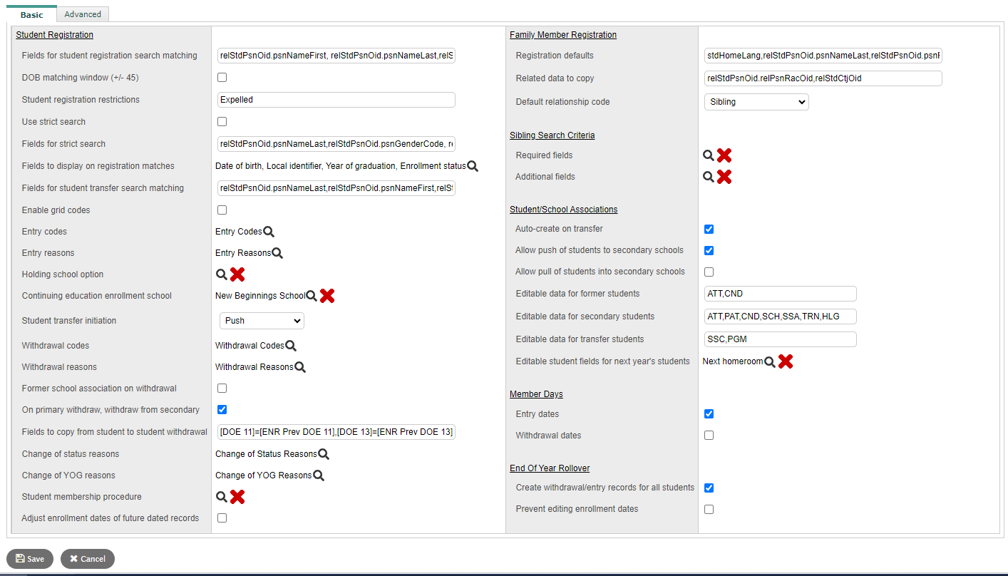 Membership preferences, Basic sub-tab